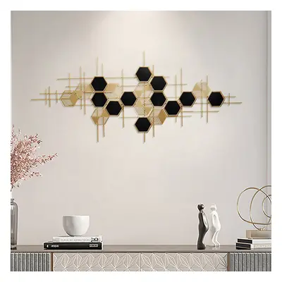 Modern Geometric Metal Wall Decor Art Hexagon Shape in Gold & Black