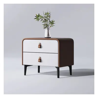 Modern Bedside Table End Side Accent Table with 2 Drawers Nightstand