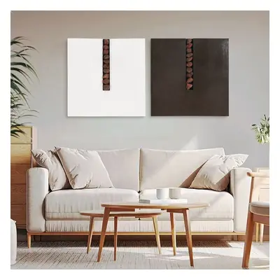 2 Pieces Modern 600mm Square Abstract Stone Wall Decor Art Set Living Room Bedroom