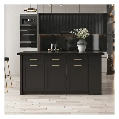 72" Large Kitchen Islands with Storage Modern Style Black Kitchen Islands Cabinets