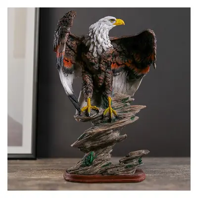 Bronze Resin Eagle Sculpture Statue with Rising Wings Animal Figurine Decor Ornament