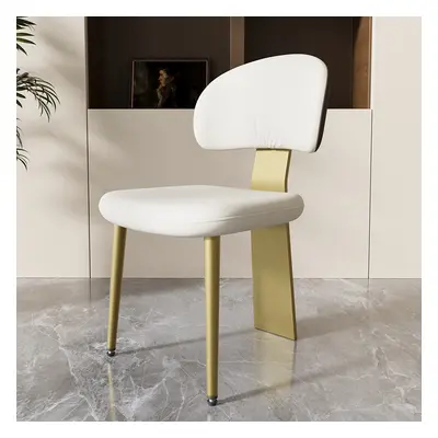 White Upholstered Dining Chair (Set of 2) Modern Armless Side Chair Curved Back