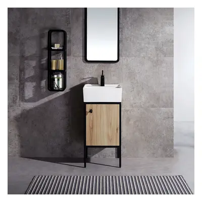 400mm Modern Natural Bathroom Vanity Set Ceramics Single Basin with Waste