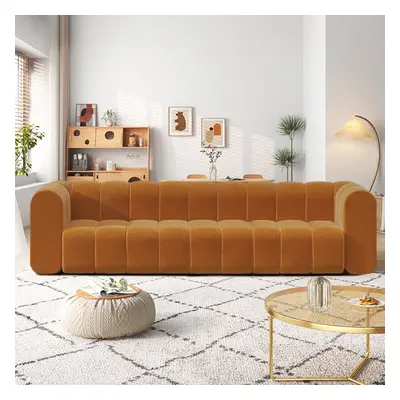 2230mm Modern Velvet Upholstered Sofa 3-Seater Sofa Luxury Sofa Solid Wood Frame