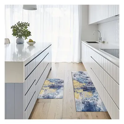 2PCS Modern Abstrict Kitchen Runner Rug Set Non-slip Thickened Anti-Fatigue Kitchen Mat