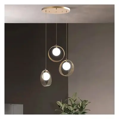 Stylish 3-Light Pendant Light Globe Shade in Gold Style A