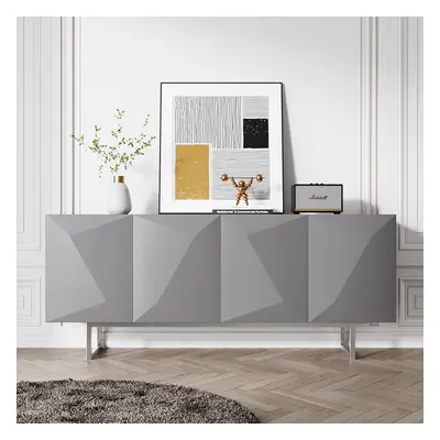 Modern 1800mm Grey Buffet Sideboard Kitchen Cabinet with 4 Doors Adjustable Shelves