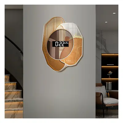 530mm LED Digital Display Abstract Acrylic Wall Clock Modern Decor Art in Orange