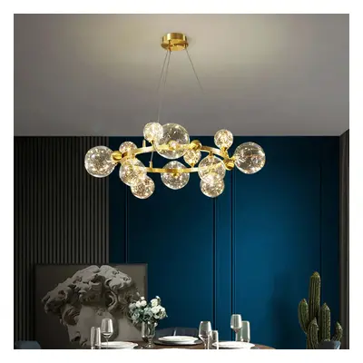 Miglobe Gold 12-Light Glass Globe LED Chandelier with Adjustable Cable