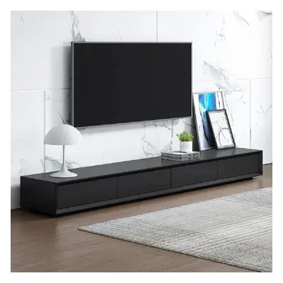 Modern 2200mm Black TV Stand Rectangle Media Console Wood with 4 Drawers