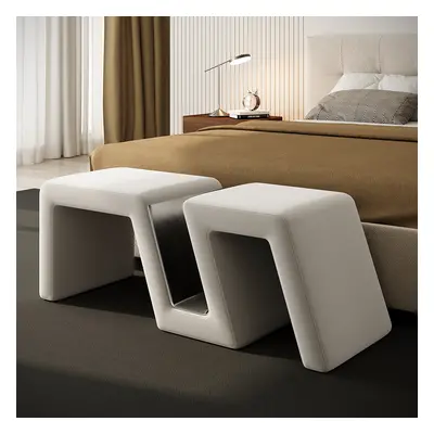 Modern White Velvet Bedroom Storage Bench Upholstered Long Bed End Bench