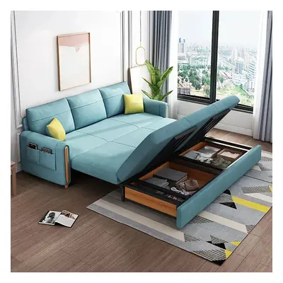 81.1" Blue Arm Full Sleeper Sofa Bed with Storage&Side Pockets