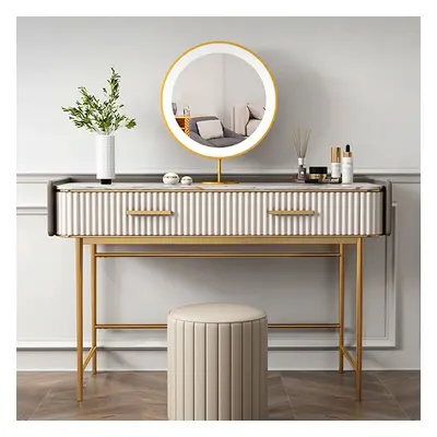 1200mm Modern Off White Makeup Vanity Stone Top 2-Drawer Dressing Table