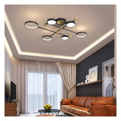 Nordic Style Semi Flush Mount Lighting Gold/Black Ceiling Light Fixture LED Ring