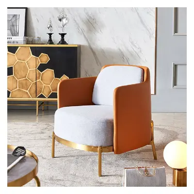 Orange & Gray Modern Accent Chair with Linen Upholstery for Living Room