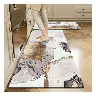 2 Pieces Modern Gold Kitchen Runner Mats Non-slip Abstract Kitchen Mat Set