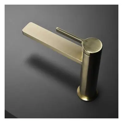 Brushed Gold Single Lever Handle Monobloc Basin Tap Solid Brass