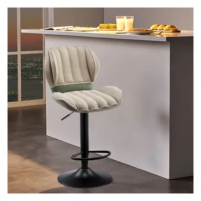 Backrest Adjustable Height PU Leather Upholstered Swivel Bar Stool