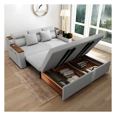 King Size Daybed with Trundle Linen Pull Out Sofa Bed