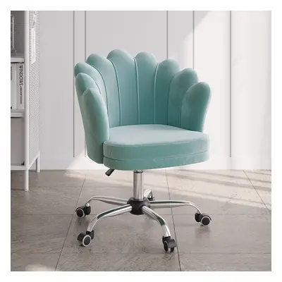 Blue Modern Swivel Office Chair Velvet Upholstered Task Chair Adjustable Height