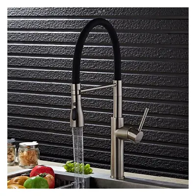 Brass Kitchen Mixer Taps Monobloc Pull Out Spray Tap Brushed Nickel Three Function