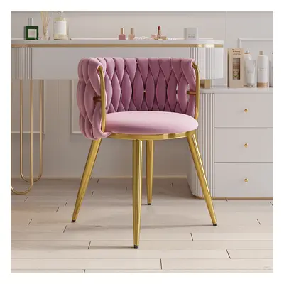 Sweave Nordic Pink Barrel Back Dining Chair Round Accent Chair with Velvet Upholstery