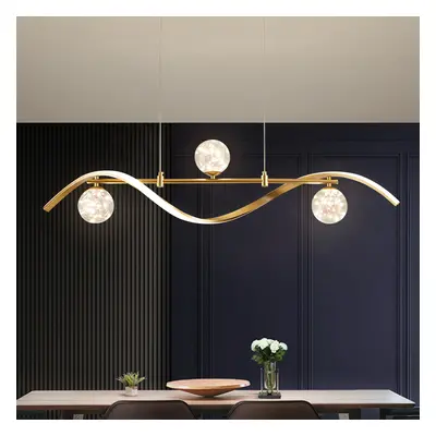 4-Light LED Linear Kitchen Island Lighting in Gold with Glass Globe Shade Dimmable