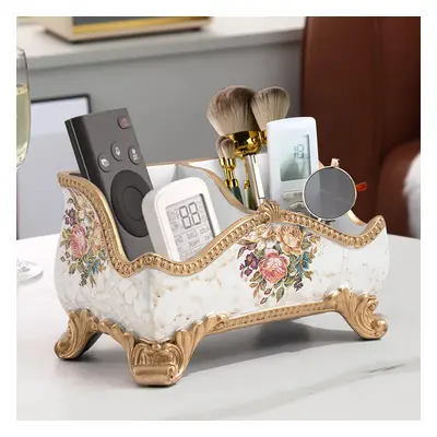 Retro European Style Golden 3 Compartment Remote Control Storage Box Desktop Storage Box