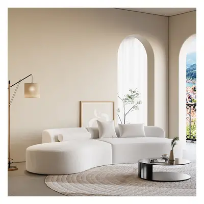 2780mm 2-Piece Curved Velvet Sectional Sofa with Pillows