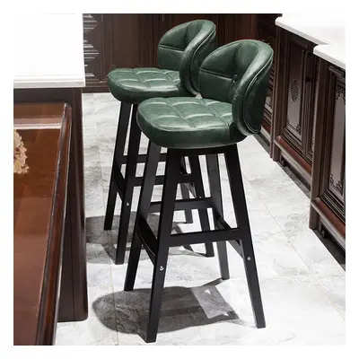 Green PU Leather Bar Height Bar Stools with Back Set of 2 Rustic Bar Stool