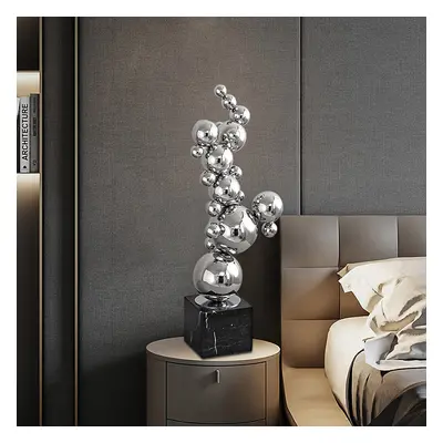 620mm Modern Abstract Geometric Ball Sculpture Art Ornament Stainless Steel Marble Decor