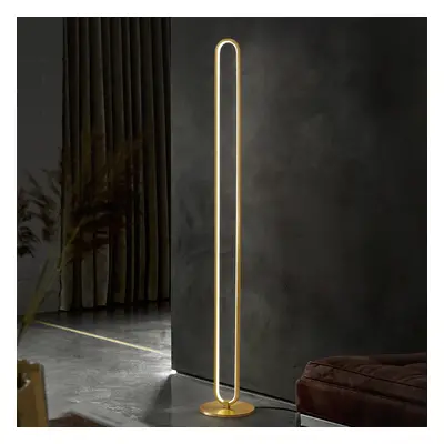 Modern Linear LED Floor Lamp Gold Metal Base Brass Standing Lamp