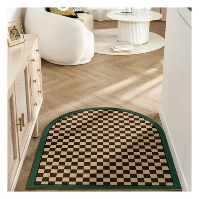 800mm x 1200mm Morden Luxury Polyester Half Round Plaid Non-slip Entryway Rug