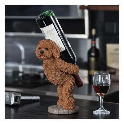 Modern Wine Rack Brown Resin Teddy Dog Decorative Countertop Wine Bottle Holder