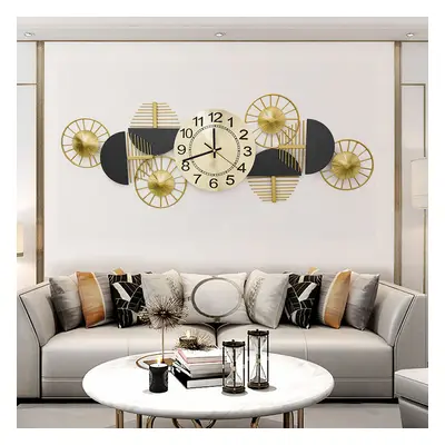 Black & Gold Luxury Geometric Wall Clock Large Metal Art Decor