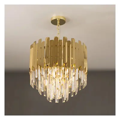 Kitoney Modern Brass 7-Light Tiered Crystal Chandelier for Living Room and Dining Room