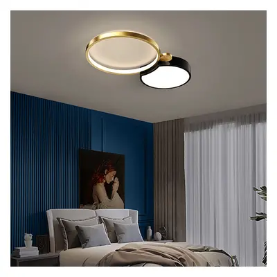 Multi-Circles 2-Light LED Flush Mount Ceiling Light in Black & Gold