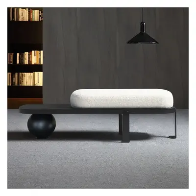 Modern Style Entryway Bench with Abstract Metal Legs Furniture Bench in White & Black (1200mm Wi