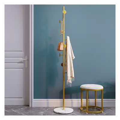 Coat Stand Brass Gold Round Hooks Hallway Freestanding Coat Hanger Marble Base