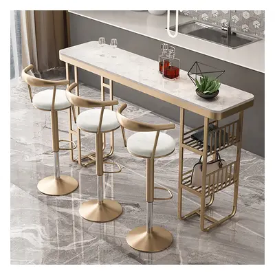 Modern Bar Height Stool Velvet Upholstery Adjustable & Swivel White with Footrest Counter Stool