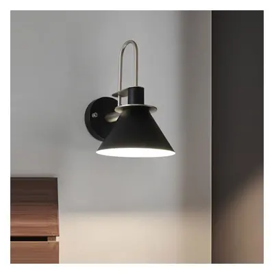 Modern 1-Light Cone Indoor Wall Sconce Metal Tapered Shade in Black