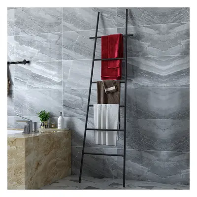 Black Modern Freestanding Bath Ladder Storage Towel Rack