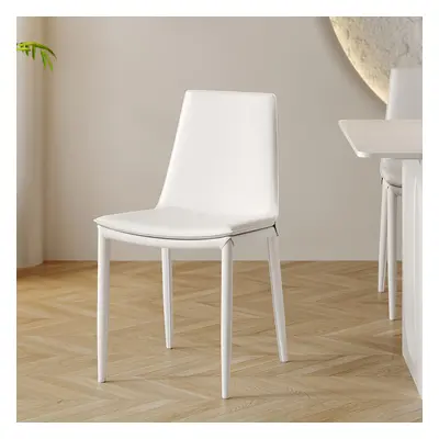 White Saddle Leather Upholstered High Back Dining Chair (Set of 2)