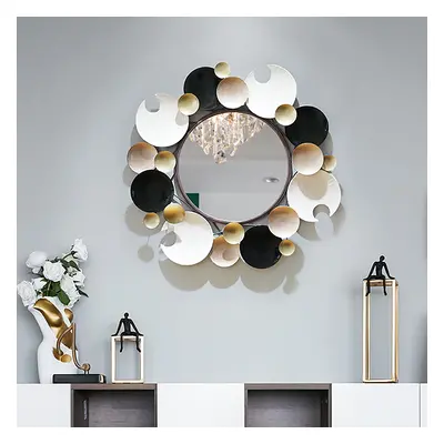 715mm Modern 3D Round Plates Overlapping Metal Wall Mirror for Entryway