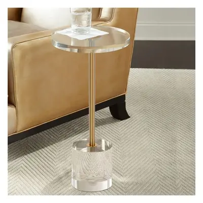 Acrylic Round Side Table Clear Stylish End Table Stainless Steel