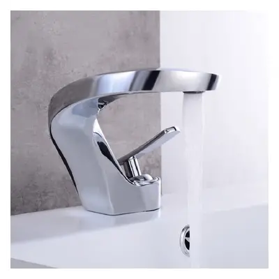 Modern Creative Single Lever Handle Mono Polished Chrome Bathroom Basin Tap Solid Brass