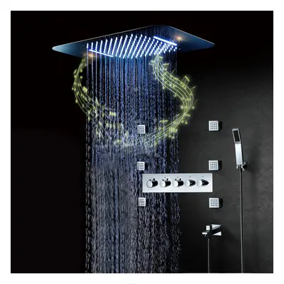 Wall-Mounted 580mm Thermostatic Shower Set in Chrome 4 Functions