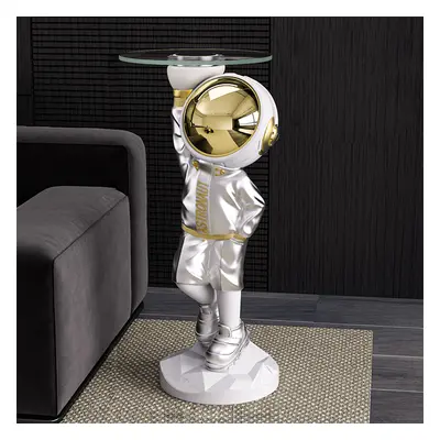 600mm Silver Astronaut Floor Statue Sculpture Decor Art Side Table with Wireless Charger