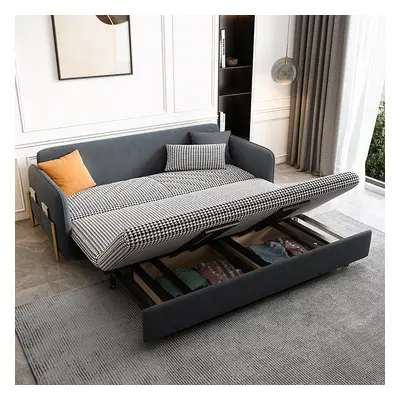 78.7" King Size Upholstered Convertible Sofa Bed Deep Gray Sleeper Sofa with Storage