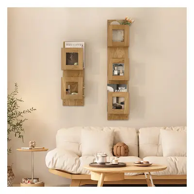 2-Piece Wooden Wall Mounted Display Shelves Magazine Racks